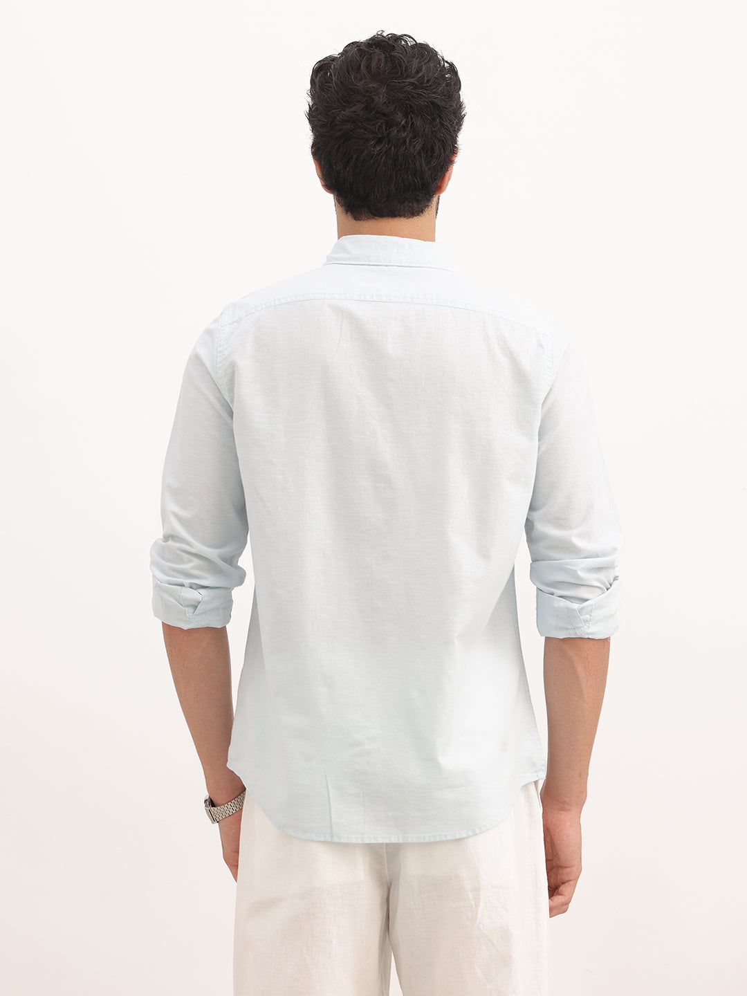 Solid Slim Fit Full Sleeve Shirt | Light Blue