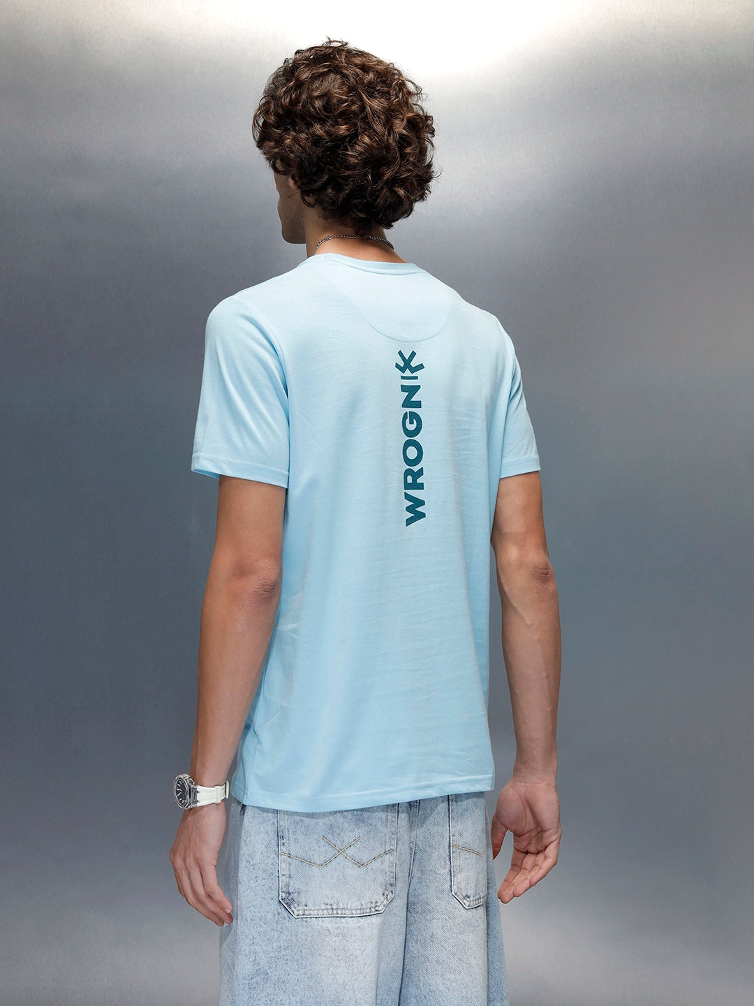 Men’s Regular Fit Graphic T-Shirt by Wrogn | Light Blue