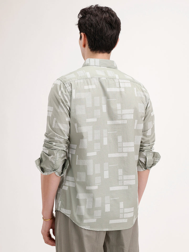 Regular Fit AOP Shirt | Green