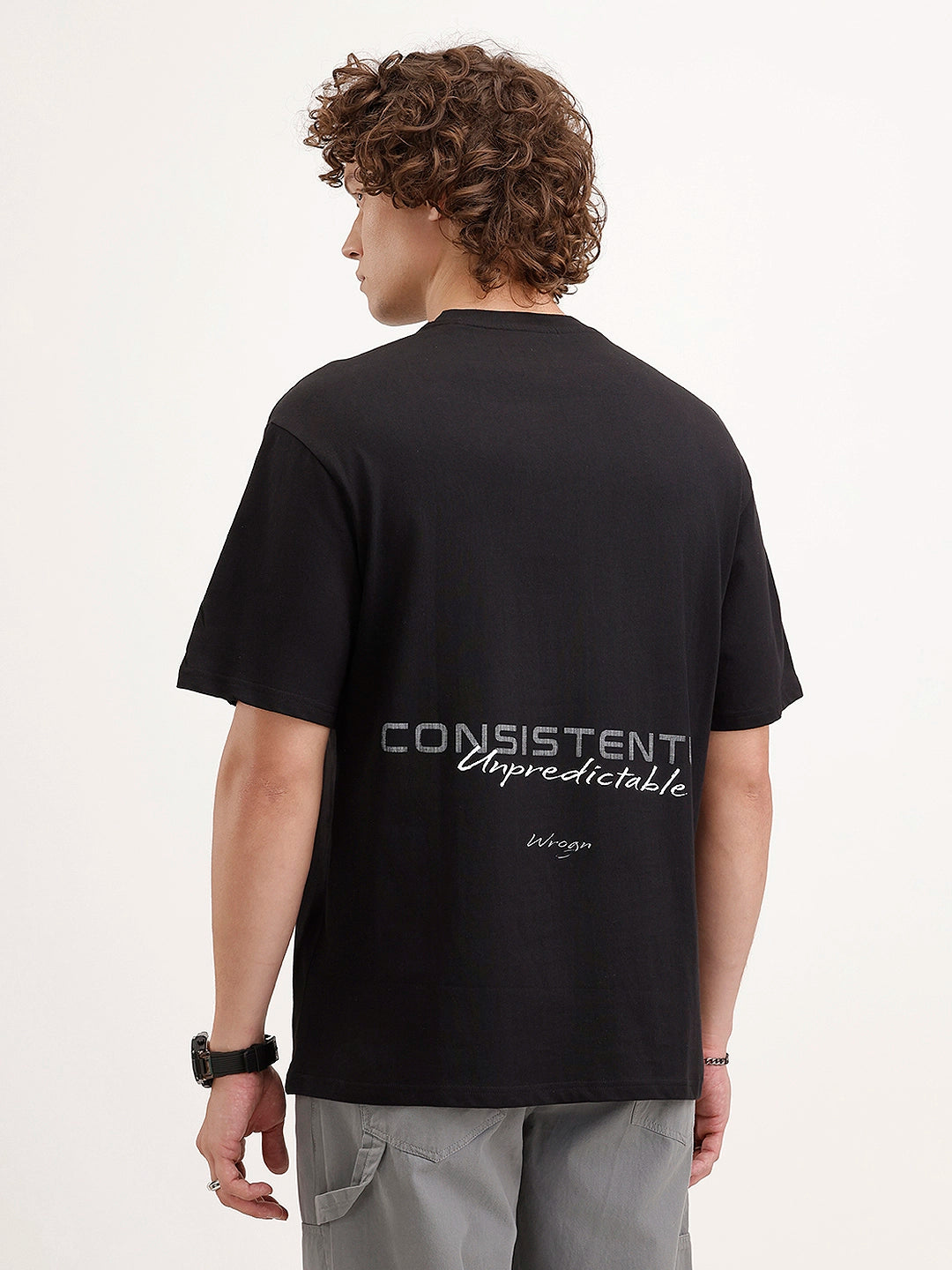 Oversized Back Printed T-Shirt | Black