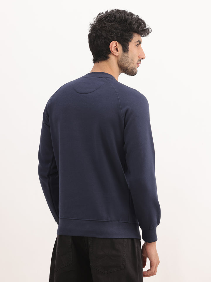 Solid Regular Fit Ragland Sleeve Sweatshirt | Blue