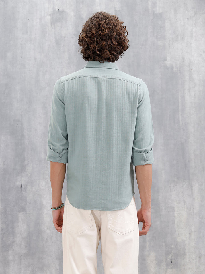 Men Casual Slim Fit Shirt | Green