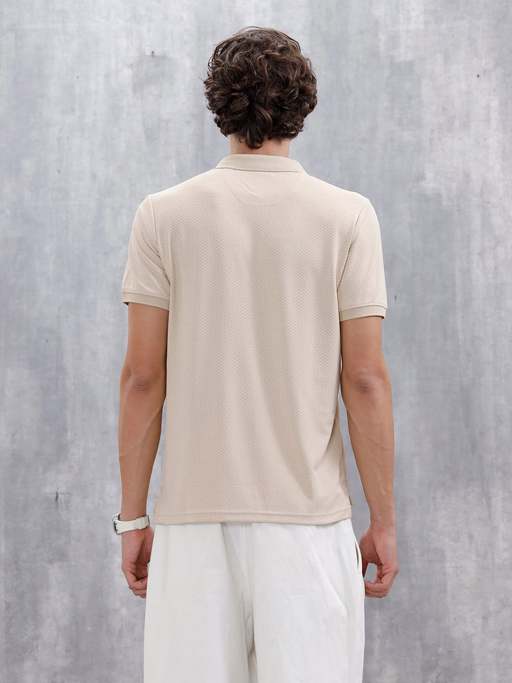 Men's Slim Fit Textured Polo | Beige