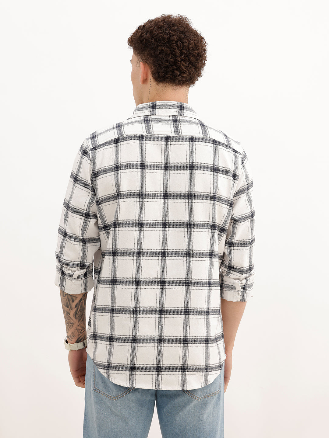 Classic Slim Fit Checkered Shirt | White | WSH02FSSL0325S