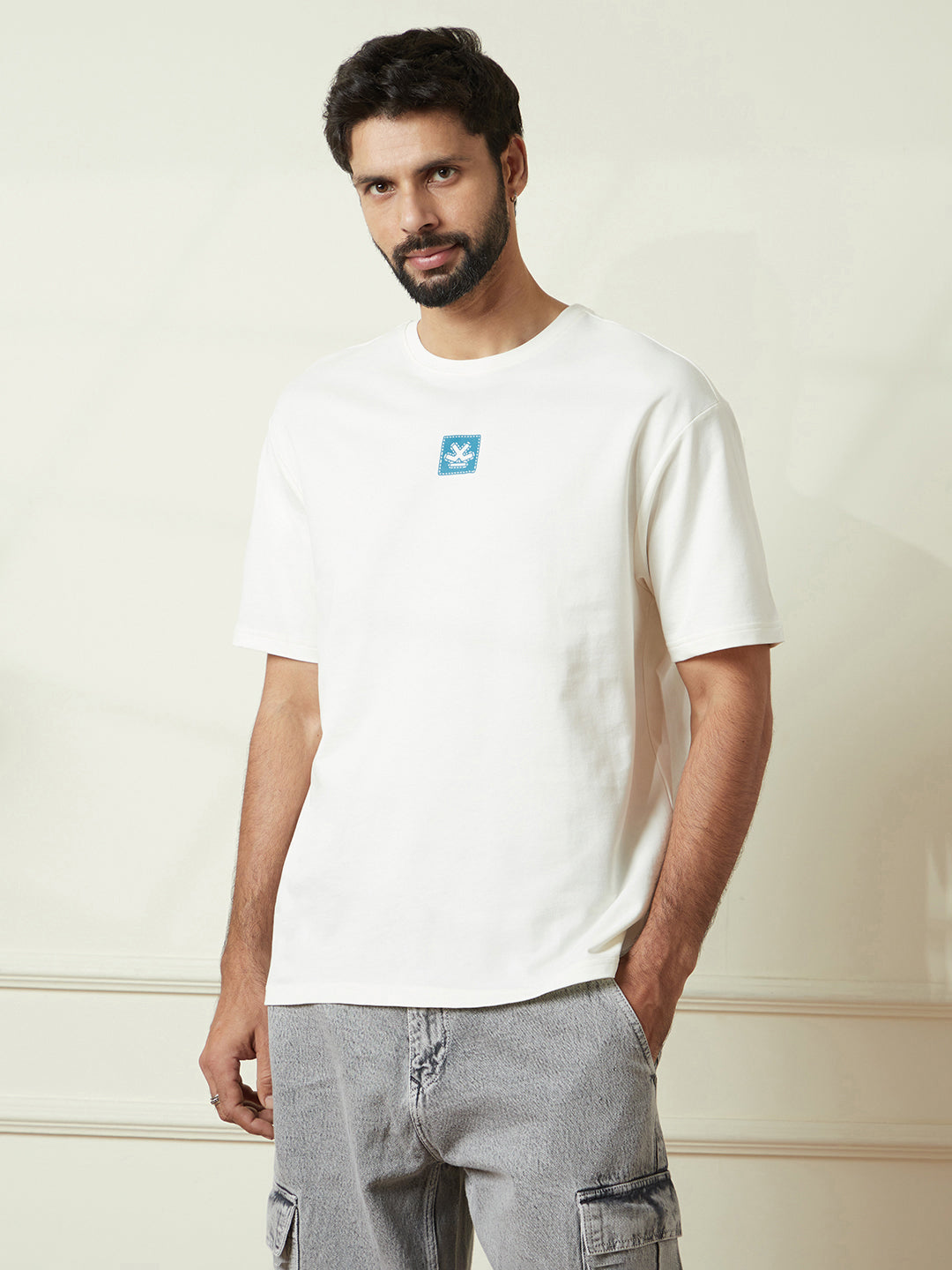 Wrogn Tropics Oversized T-Shirt in Off White