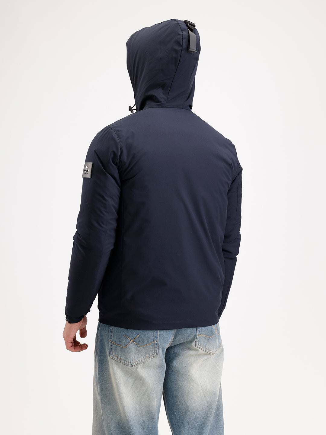 Slim Fit Double Pocket Hooded Jacket  | Navy Blue