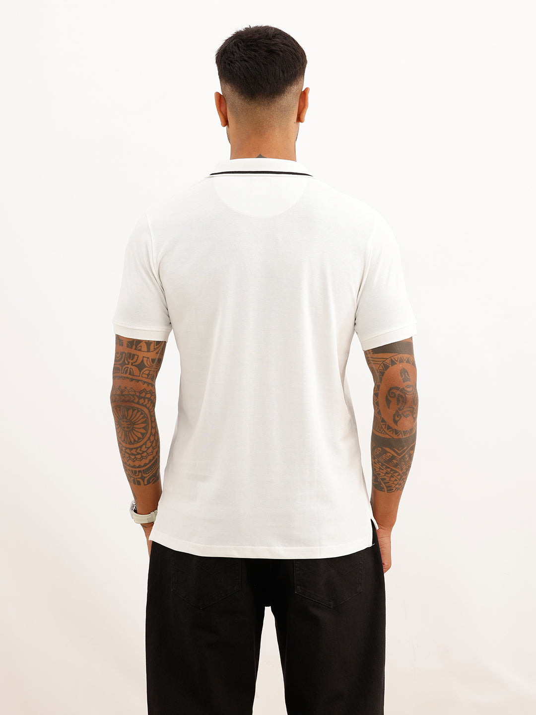 Regular Fit Tipping Collar Polo T-Shirt | Off White