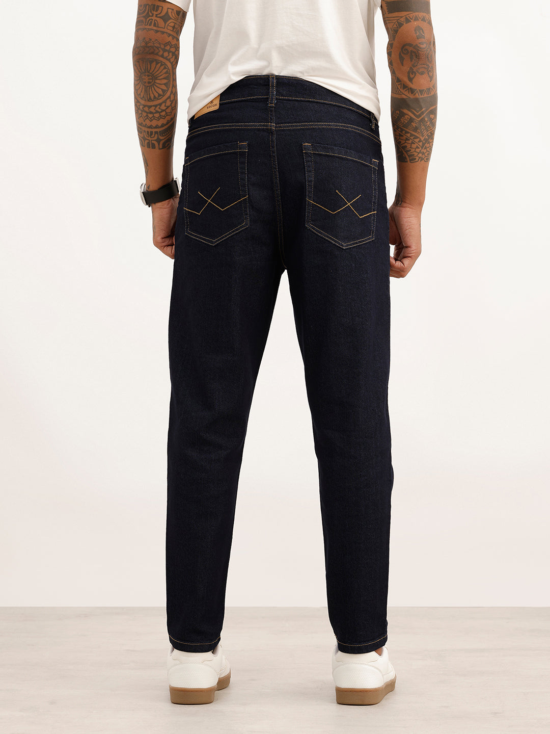 Solid Slim Ankle Fit Denim Jeans | Dark Blue