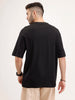 Solid Oversized Fit Patch Detail T-Shirt | Black