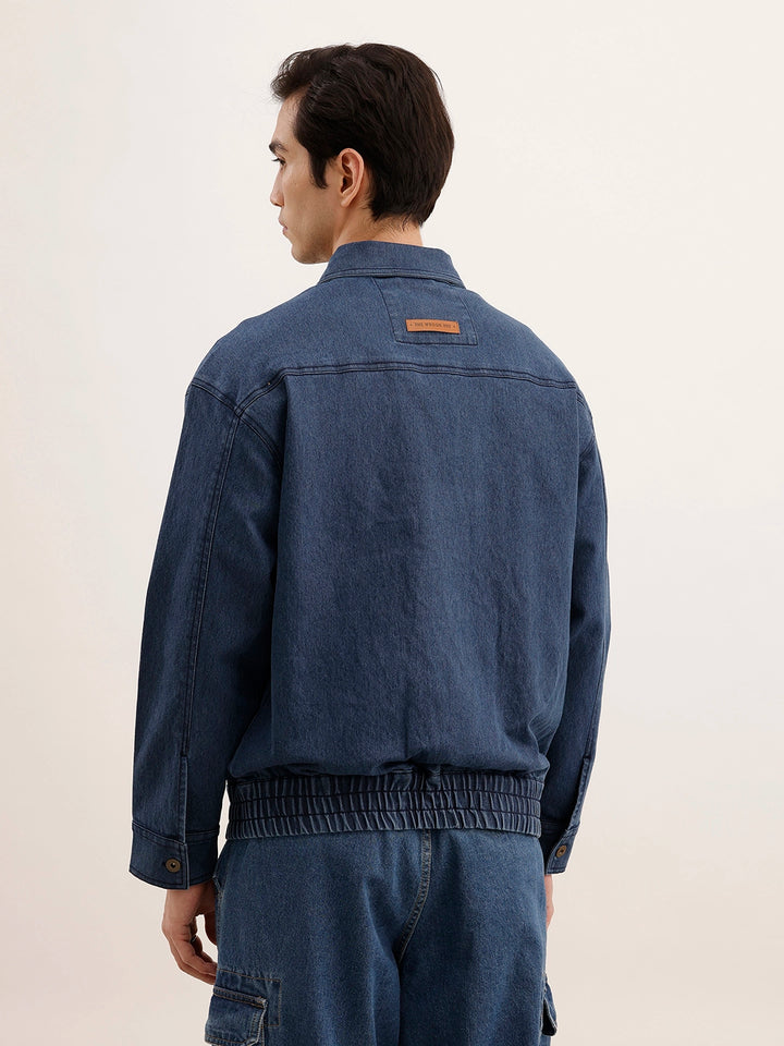 Oversized Zipper Denim Jacket | Blue