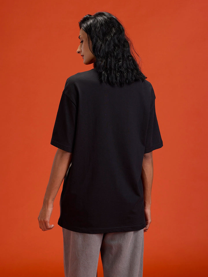 Wrogn Men’s Oversized Graphic Print T-Shirt | Black