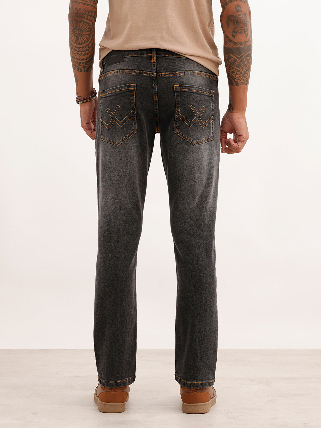 Faded Straight Fit Denim Jeans | Black | WJN100SR7612W