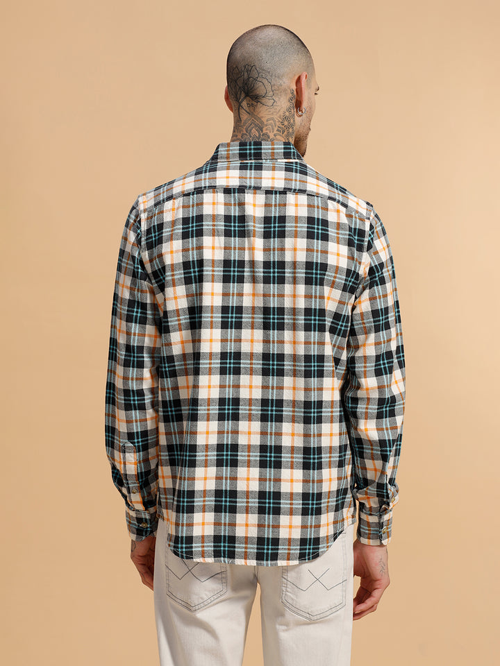 Checked Full Sleeve Cotton Shirt | Blue