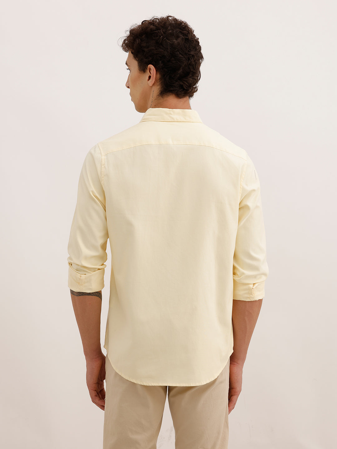 Solid Regular Fit Full Sleeve Shirt | Yellow
