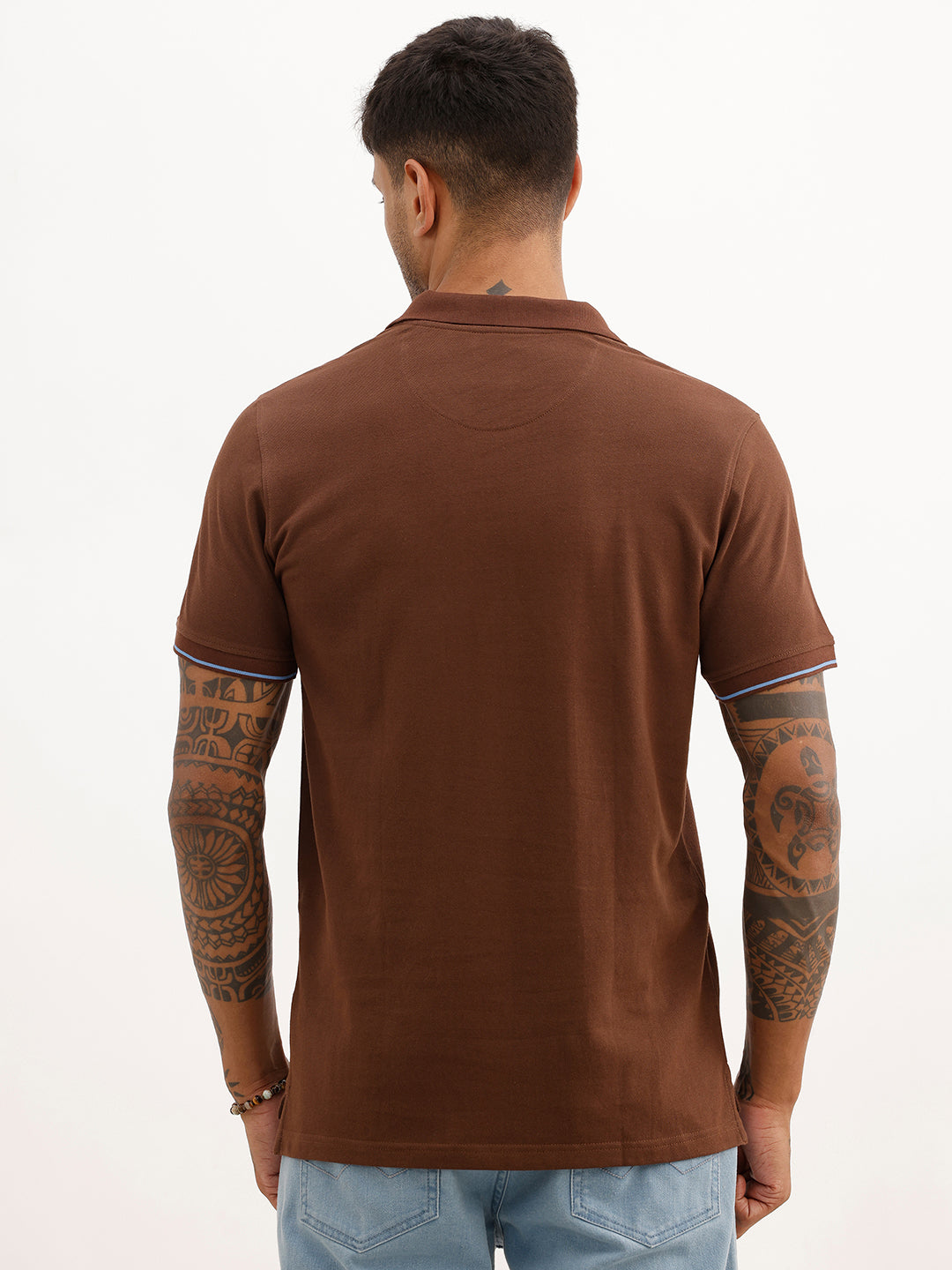 Classic Contrast Tipping Sleeves Polo T-Shirt | Brown | WWTS251F