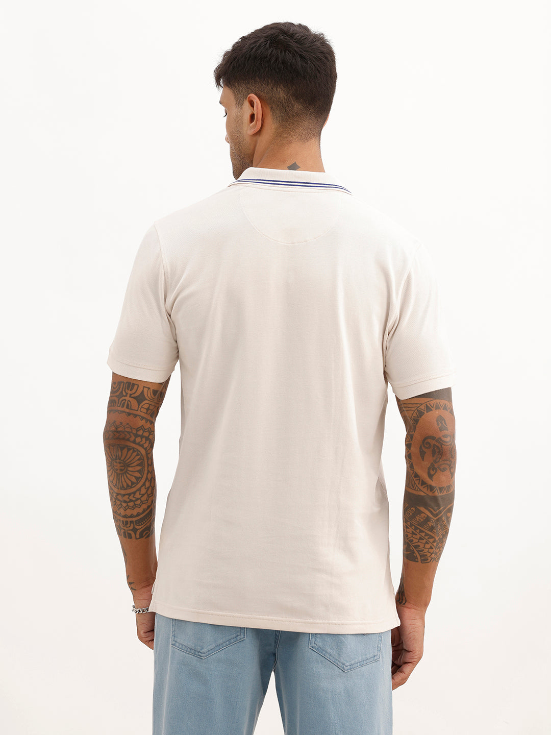 Classic Tipping Collar Polo T-Shirt | Beige | WWTS236F
