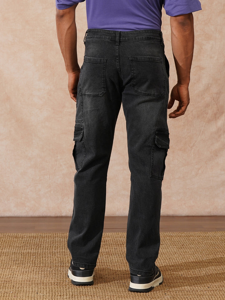 Light Fade Cargo Jeans | Black