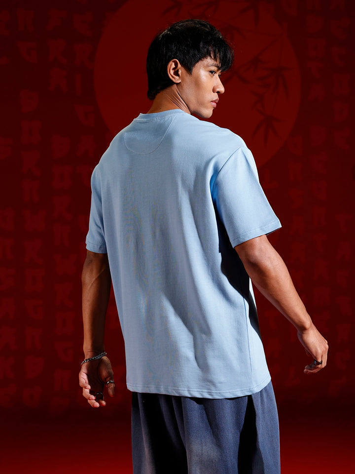 Oversized Tee Tee with Front Patch Appliqué | Blue