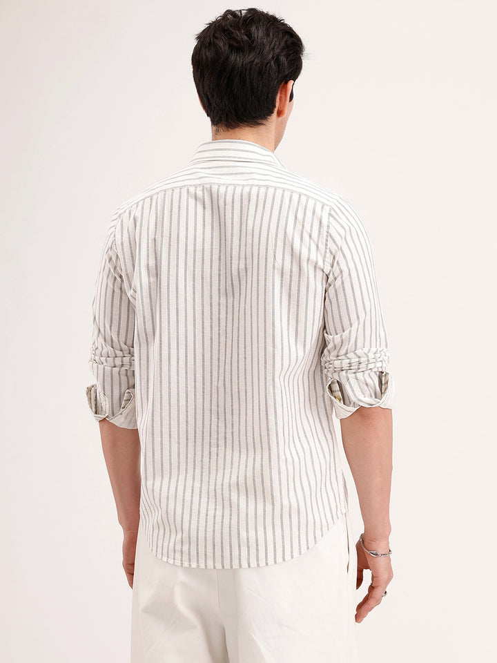 Slim Fit Striped Shirt | White