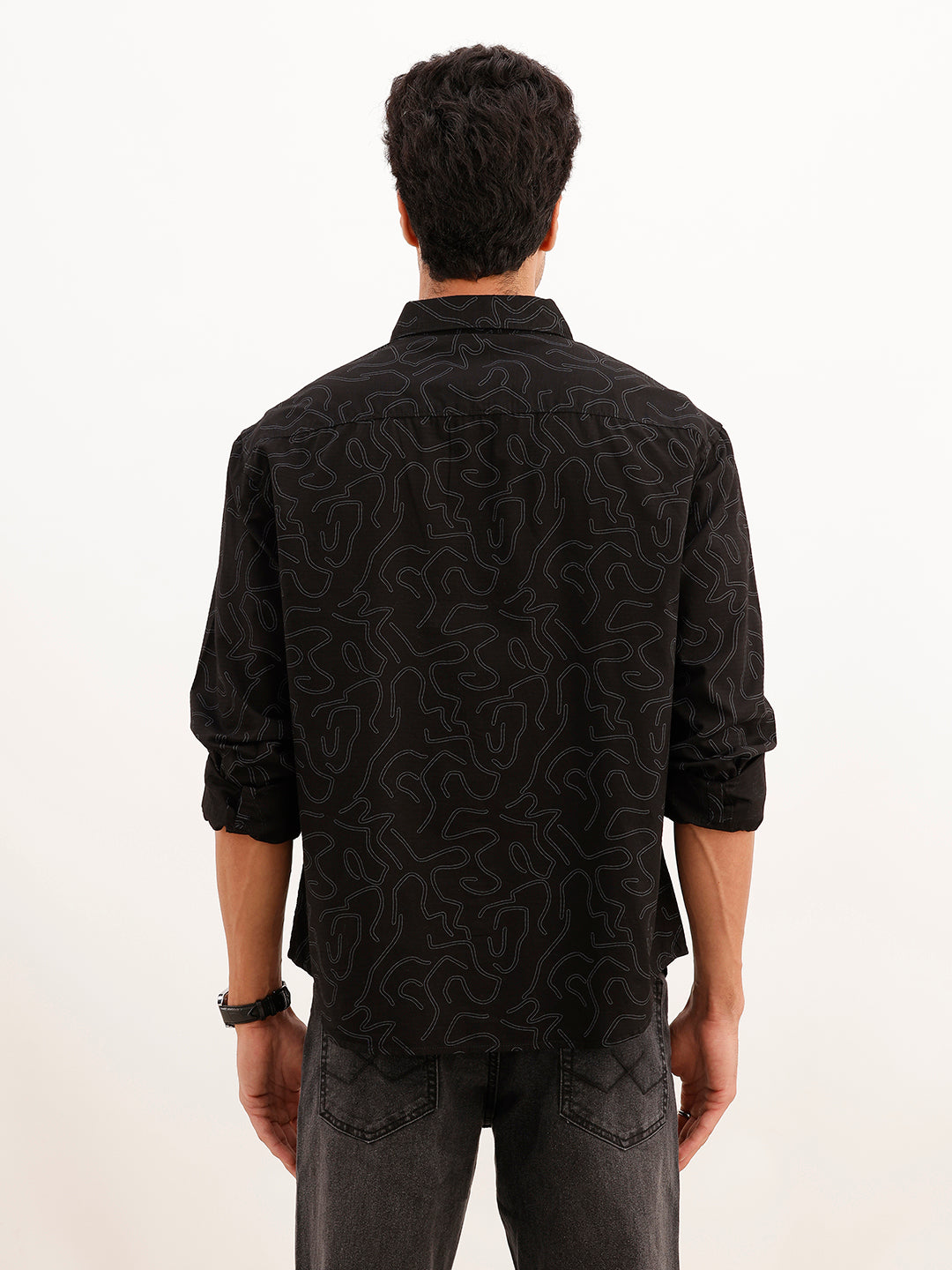 Comfort Fit Full Sleeve AOP Shirt | Black