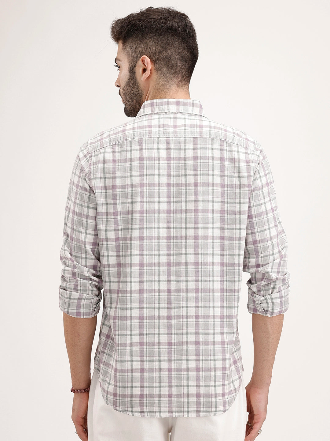 Regular Fit Checkered Shirt | Purple