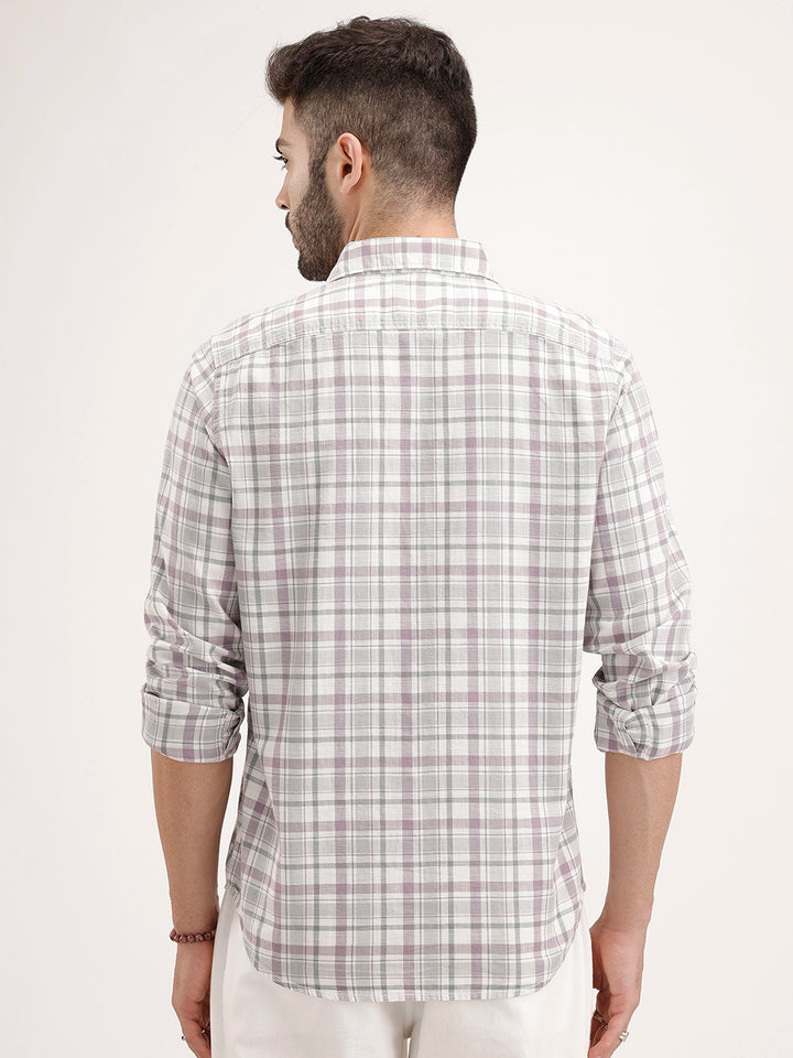 Regular Fit Checkered Shirt | Purple