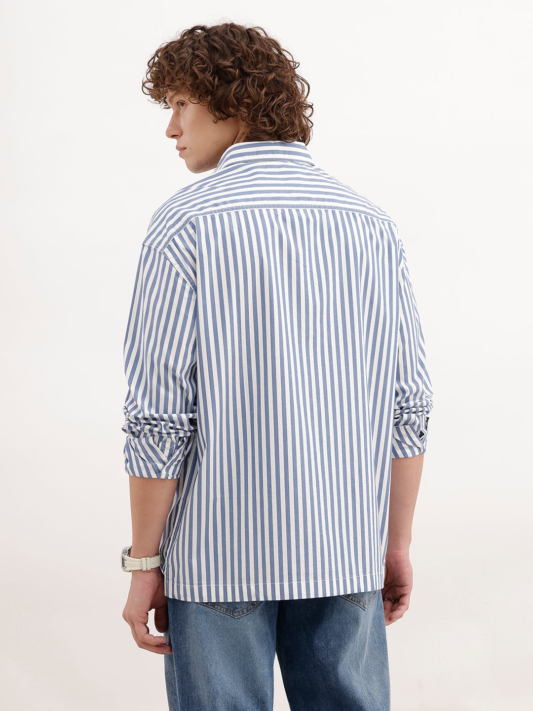 Classic Oversized Striped Shirt | Blue