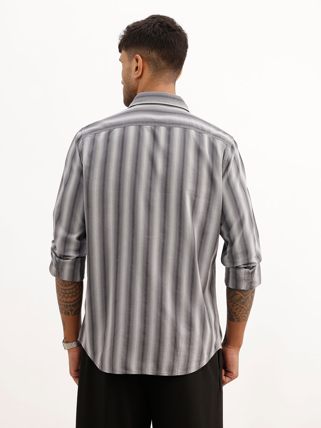 Slim Fit Striped Shirt | Grey | WSH02FSSL7138W