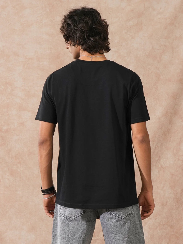 Foil Printed Slim Fit T-Shirt | Black