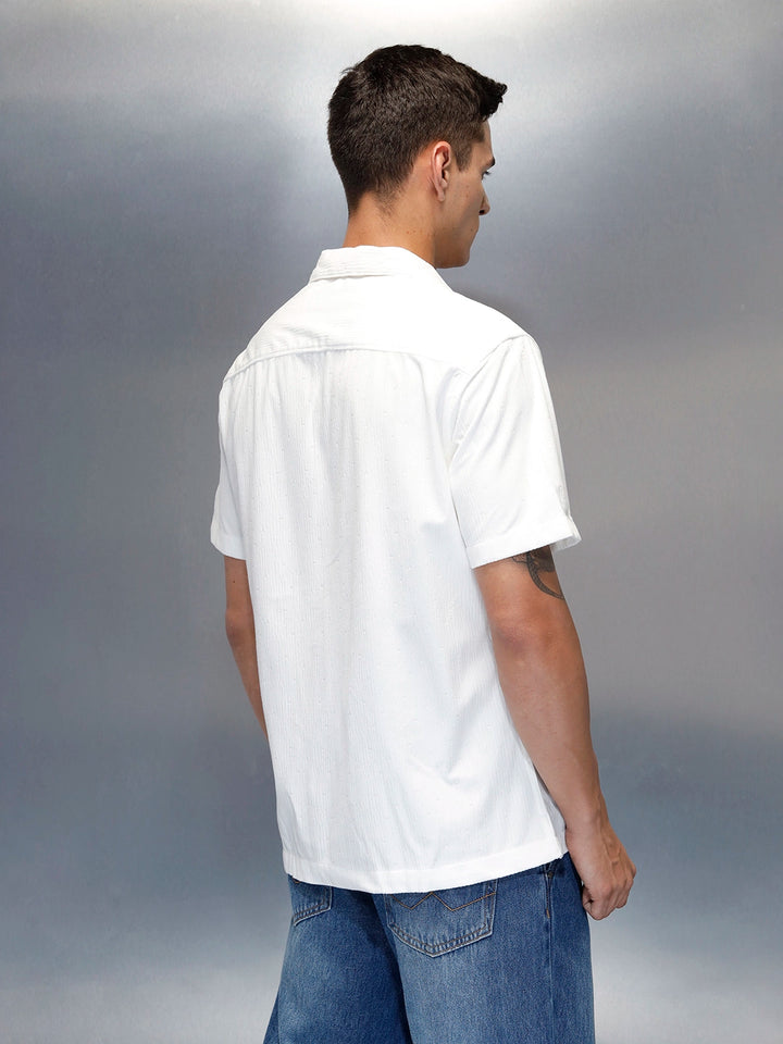 Textured Classic Men’s Comfort Fit Shirt | White