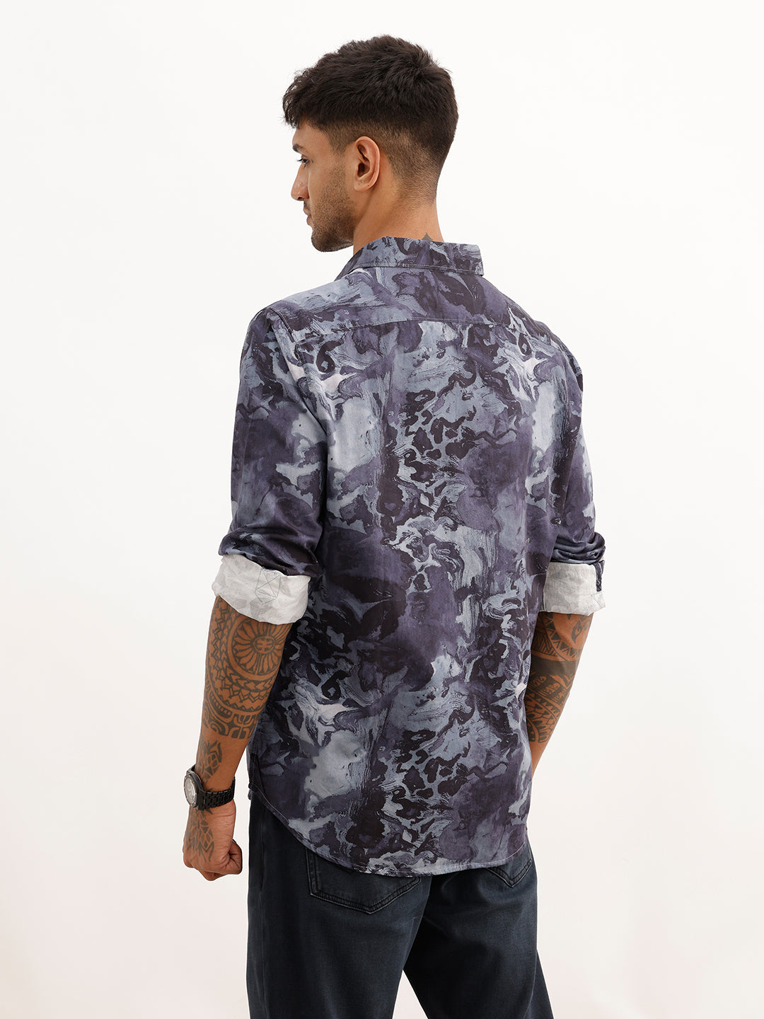 Slim Fit AOP Full Sleeve Shirt | Blue