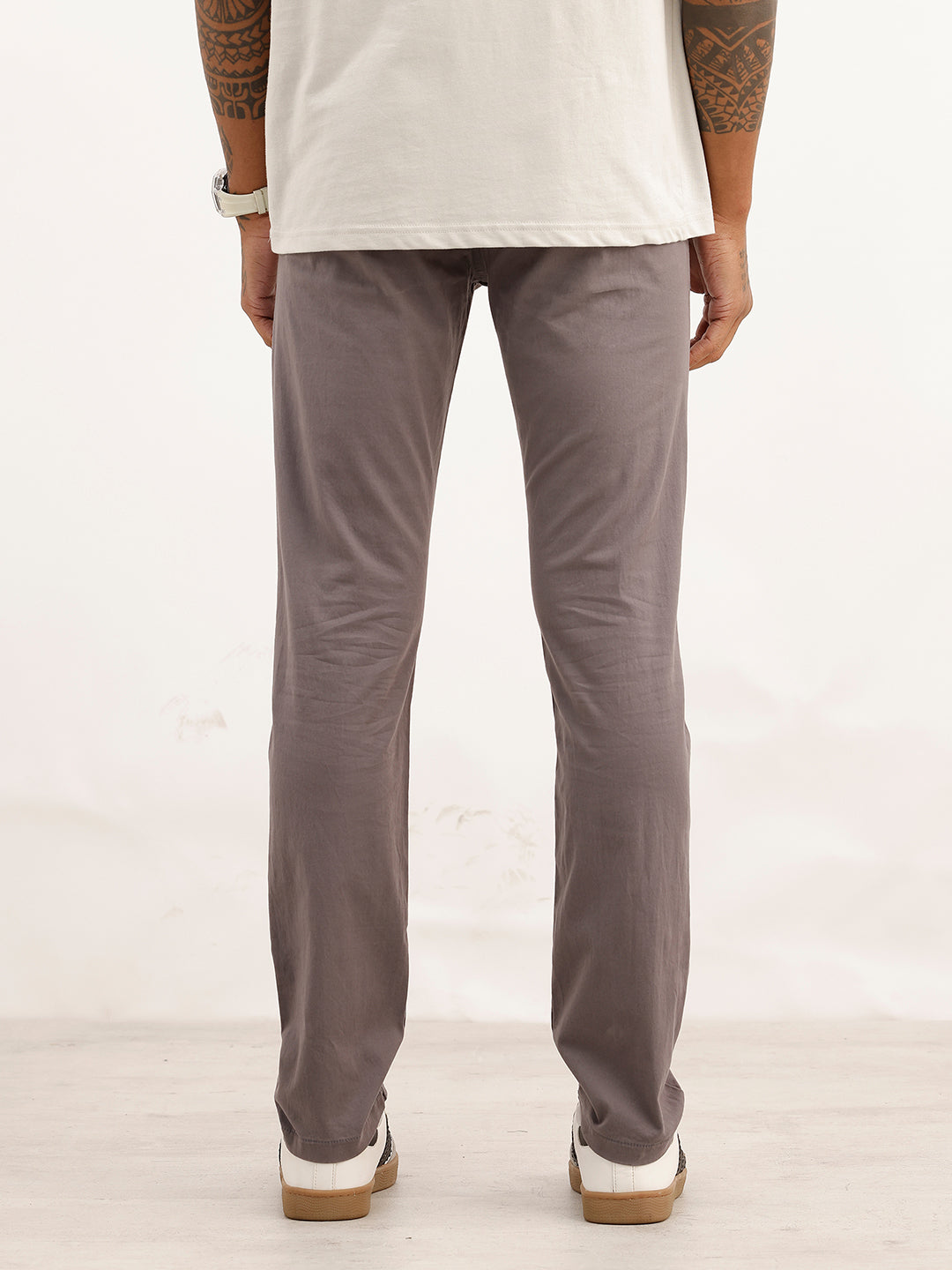 Classic Solid Straight Fit Trousers | Dark Grey