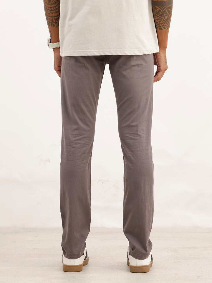 Classic Solid Straight Fit Trousers | Dark Grey