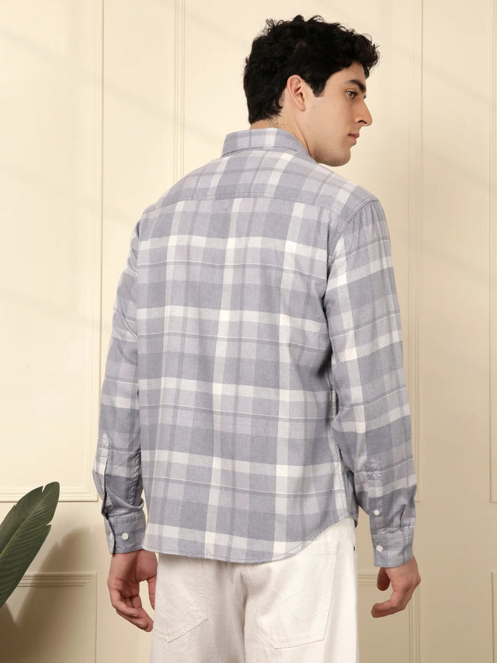 Urban Checked Comfort Fit Shirt in Blue