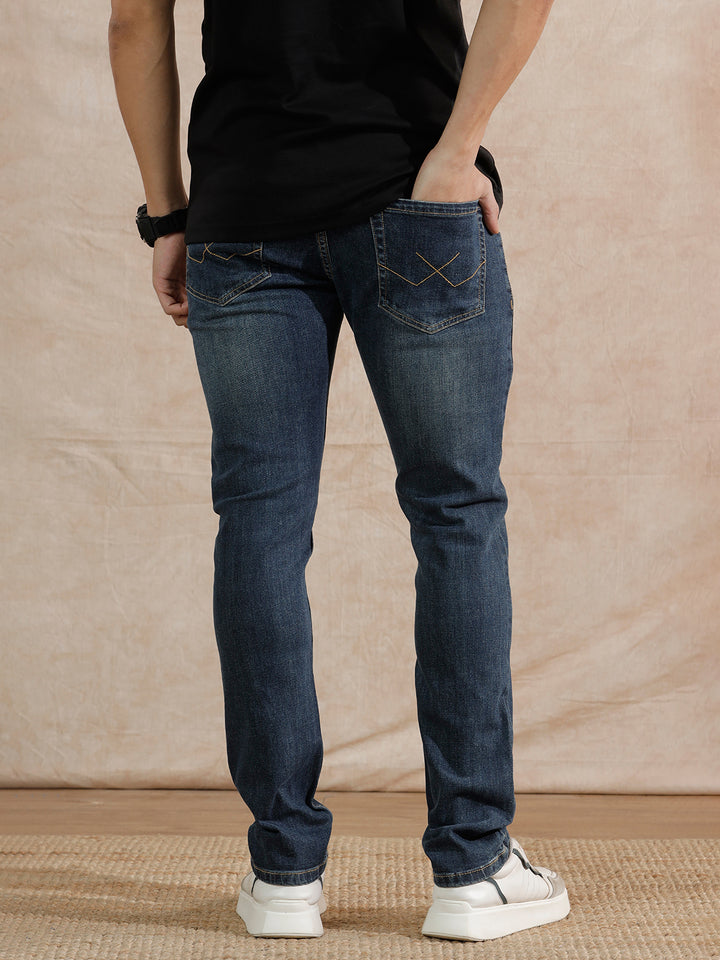 Casual Heavy Fade Slim Fit Jeans | Blue