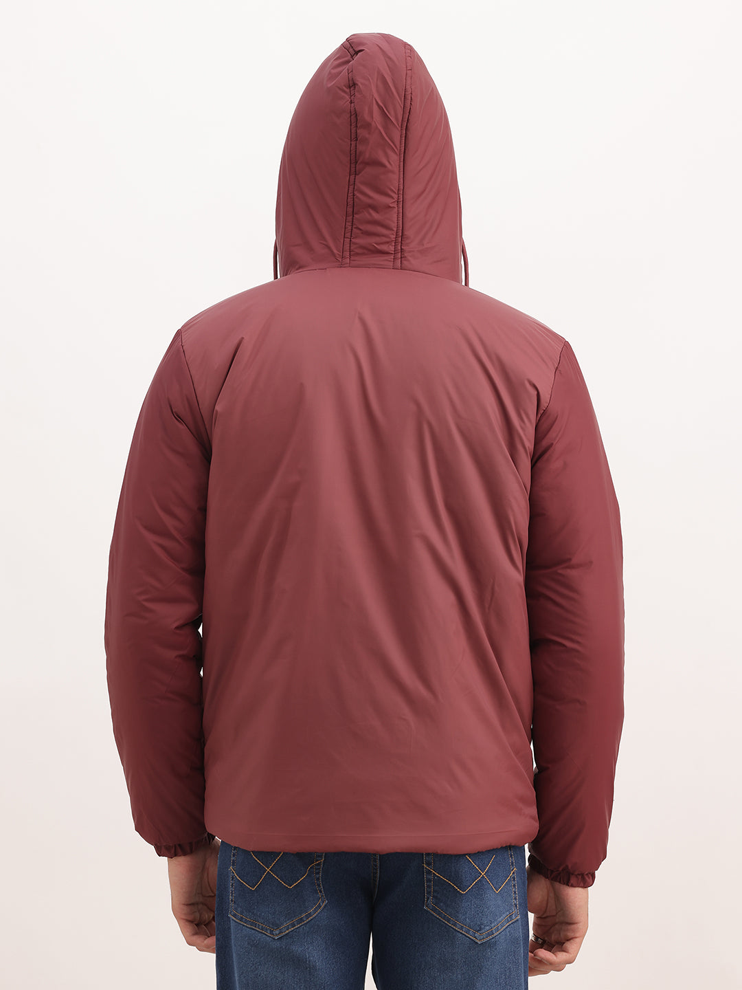 Solid Hooded Puffer Jacket | Wine
