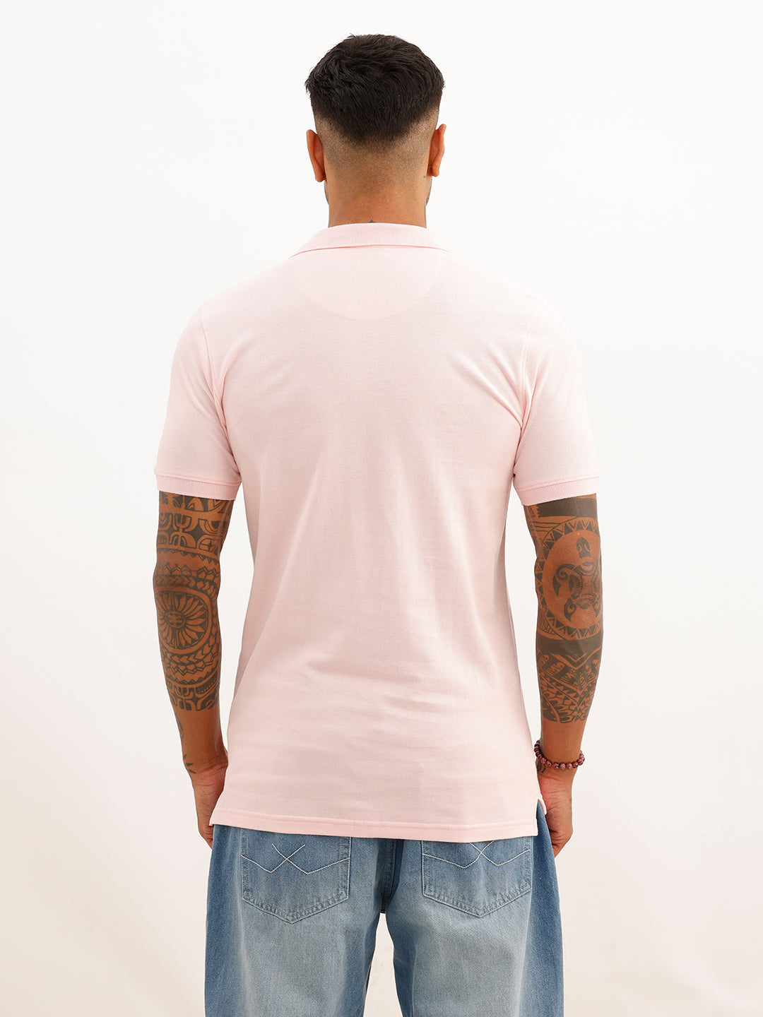 Slim Fit Placement Printed Polo T-Shirt | Pink