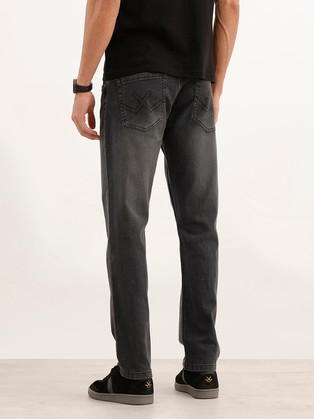 Faded Straight Fit Denim Jeans | Black