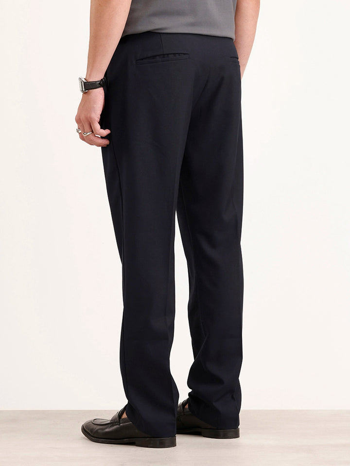 Anti Fit Pleated Trouser | Navy Blue