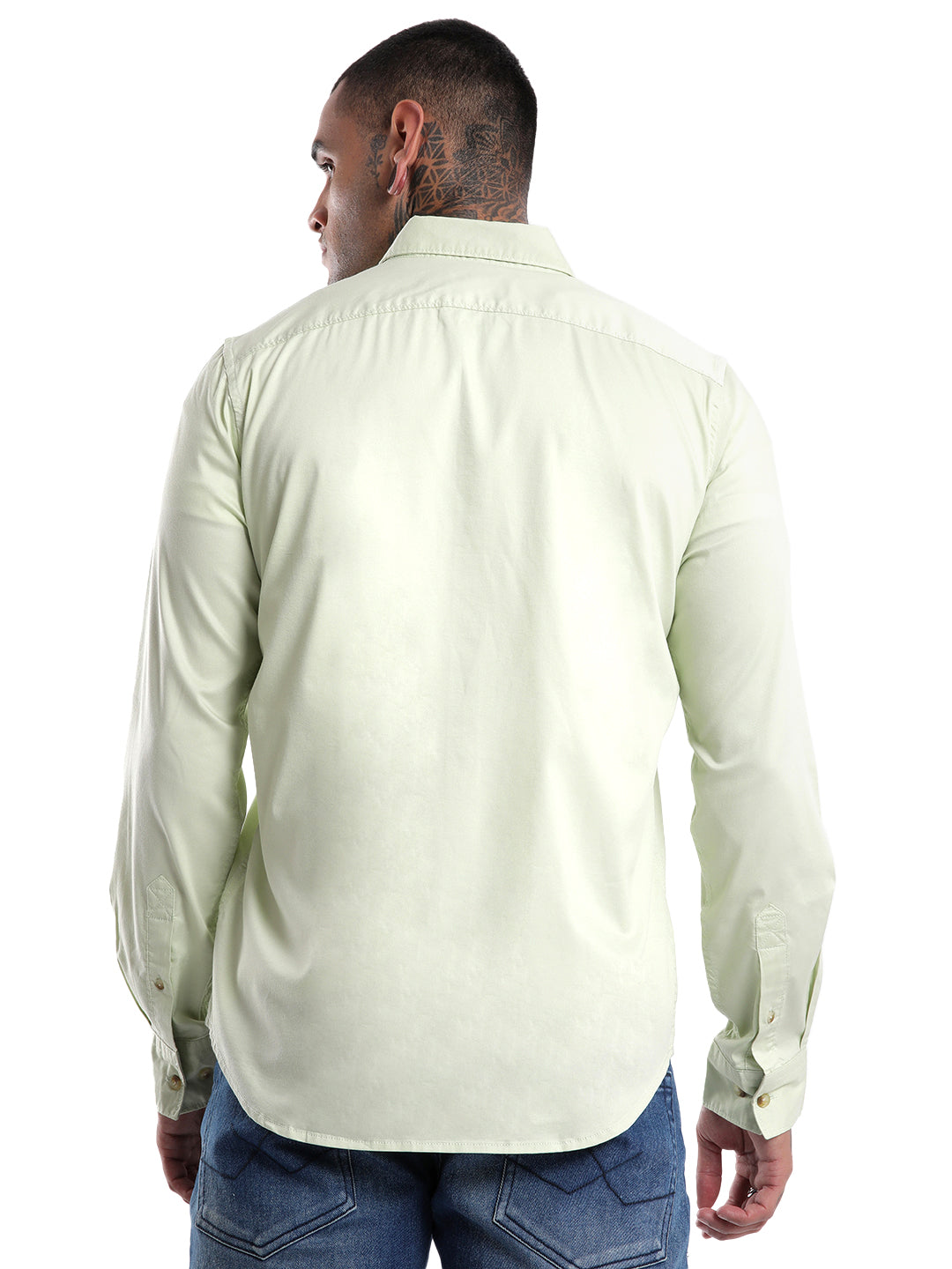 Premium Light Olive Long Sleeve Slim Fit Shirt