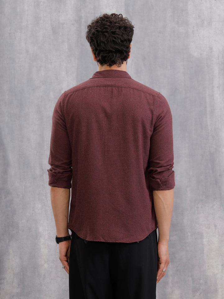 Melange Fabric Smart Shirt In Slim Fit | Maroon