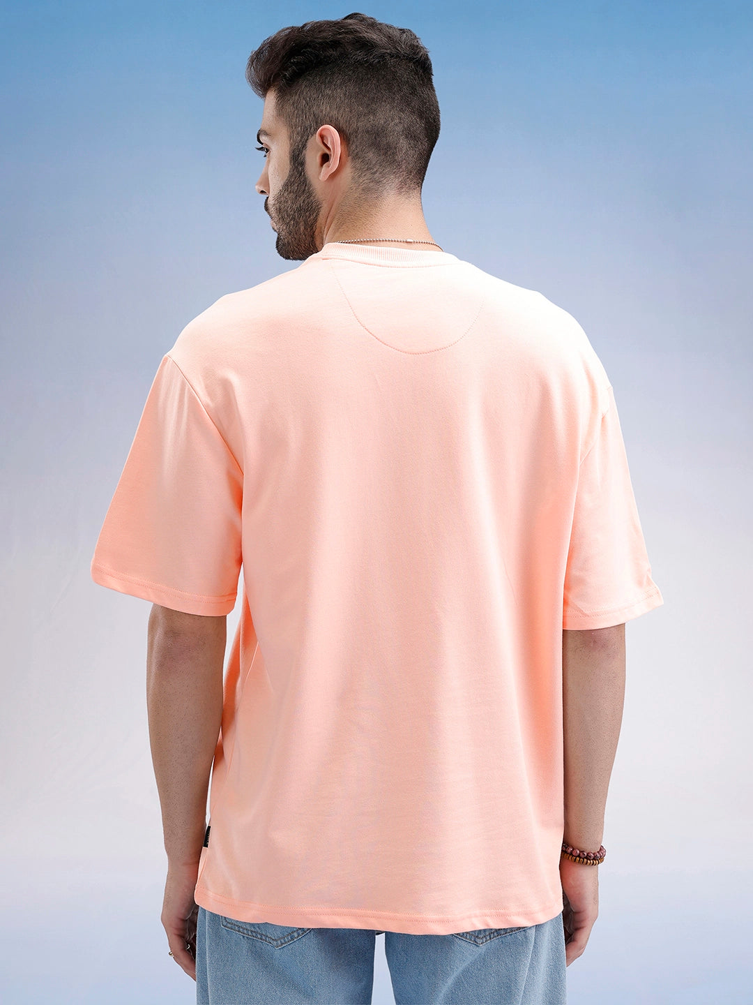 Oversized Fit Puffer Printed T-Shirt | Peach