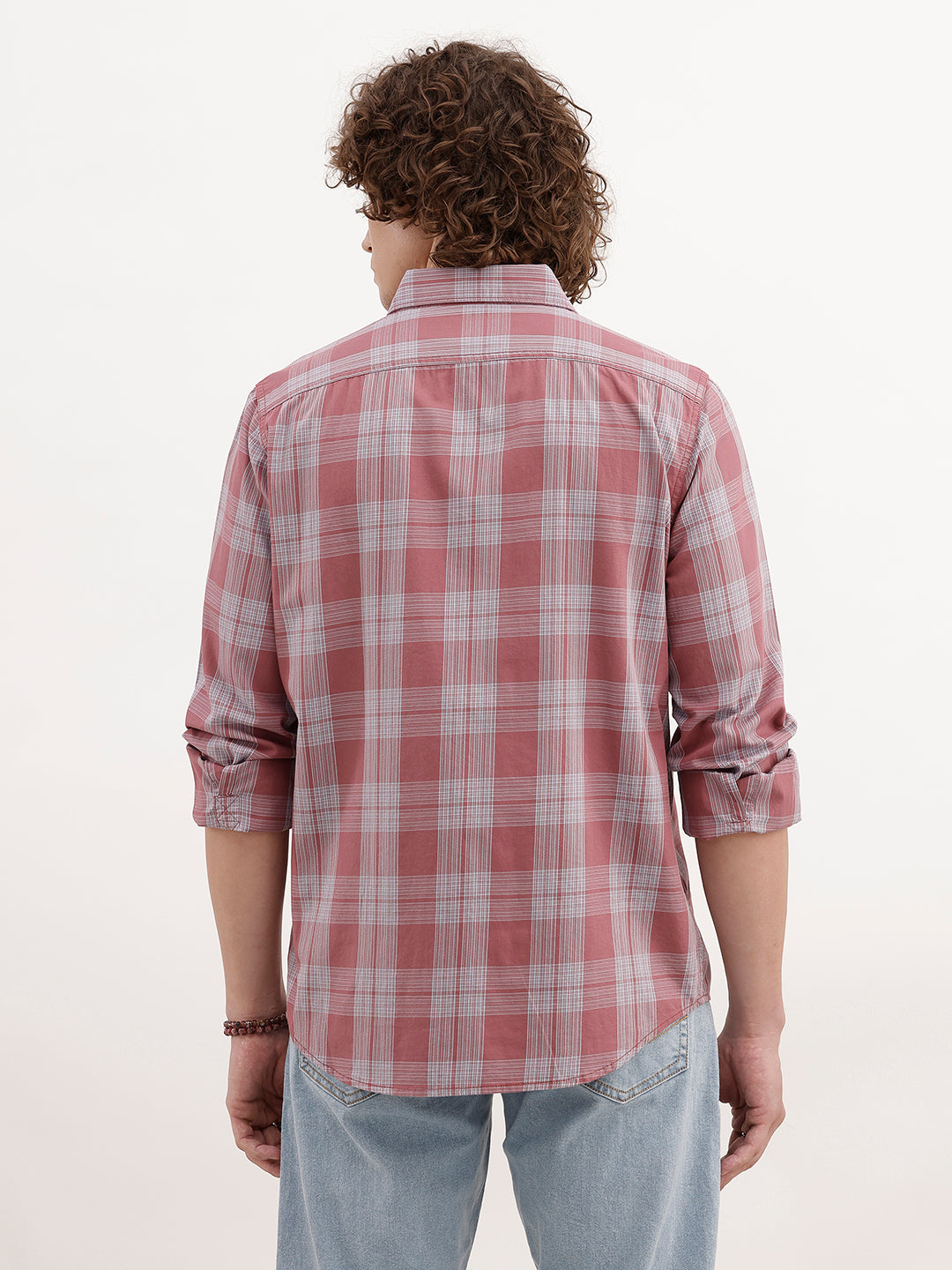 Regular Fit Checkered Shirt | Dark Pink