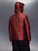 Metallic puffer jacket with hood | Wine
