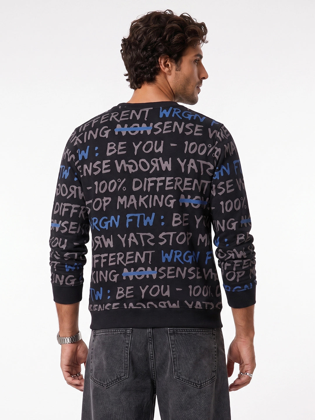 Classic Typography AOP Sweatshirt | Black