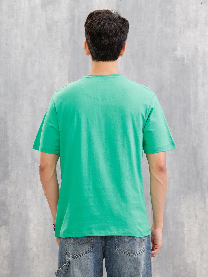 Placement Patchwork Oversized T-Shirt | Green