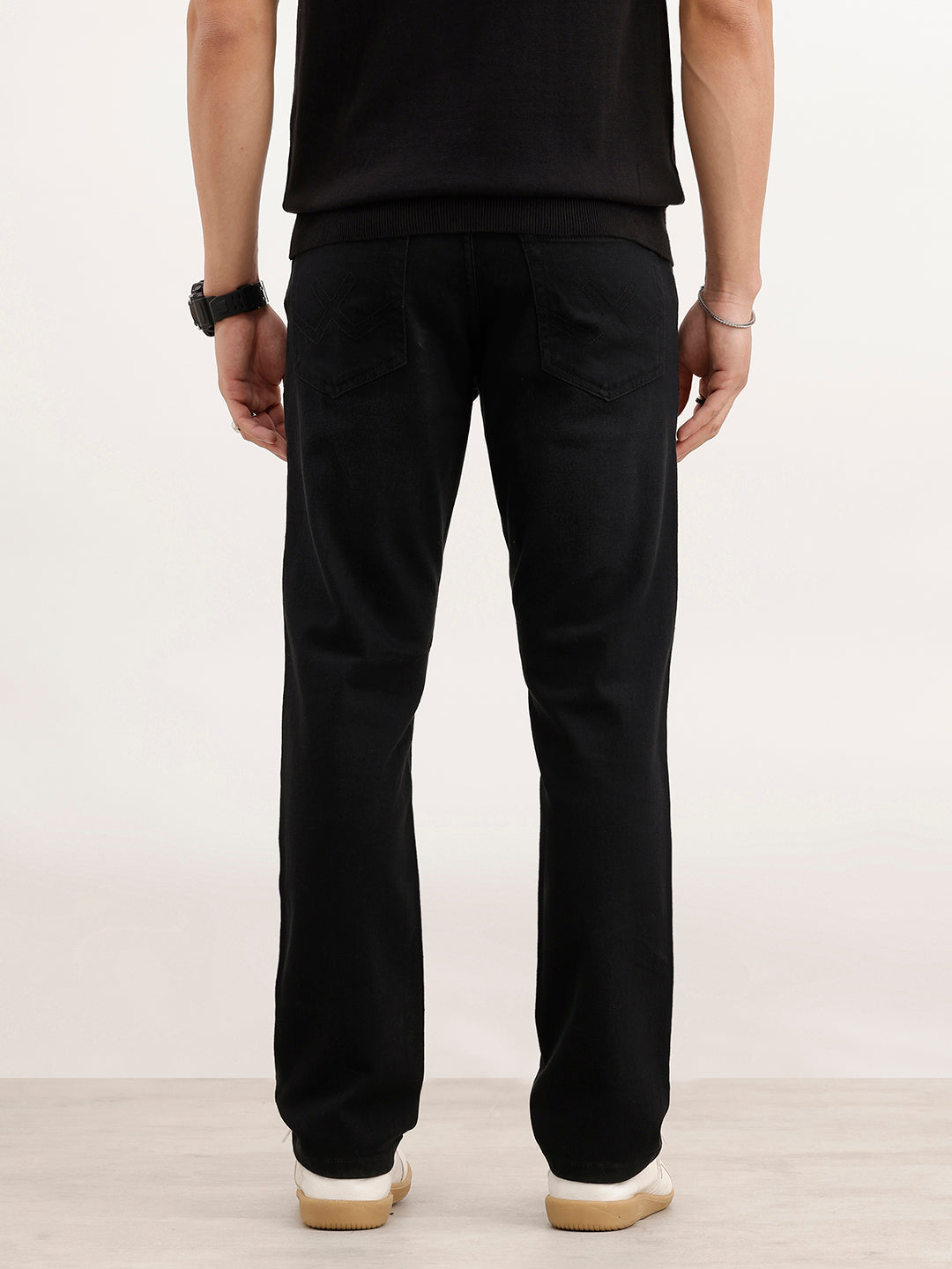 Straight Fit Solid Denim Jeans  | Black