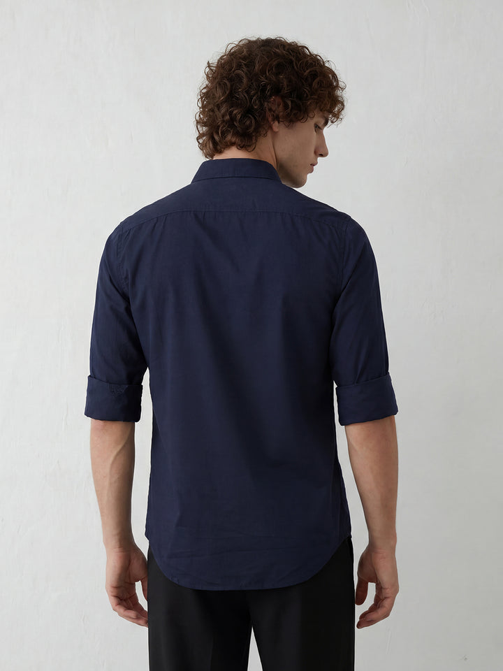 Solid Slim Fit Full Sleeve Shirt | Navy Blue
