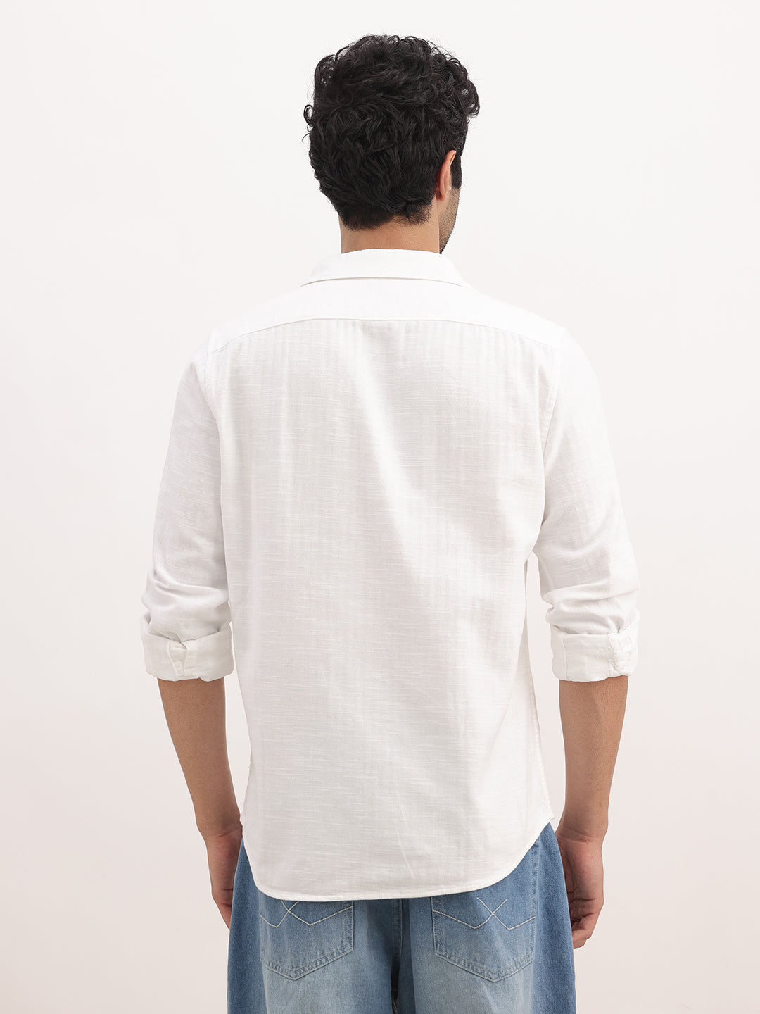 Solid Regular Fit Full Sleeve Shirt | White