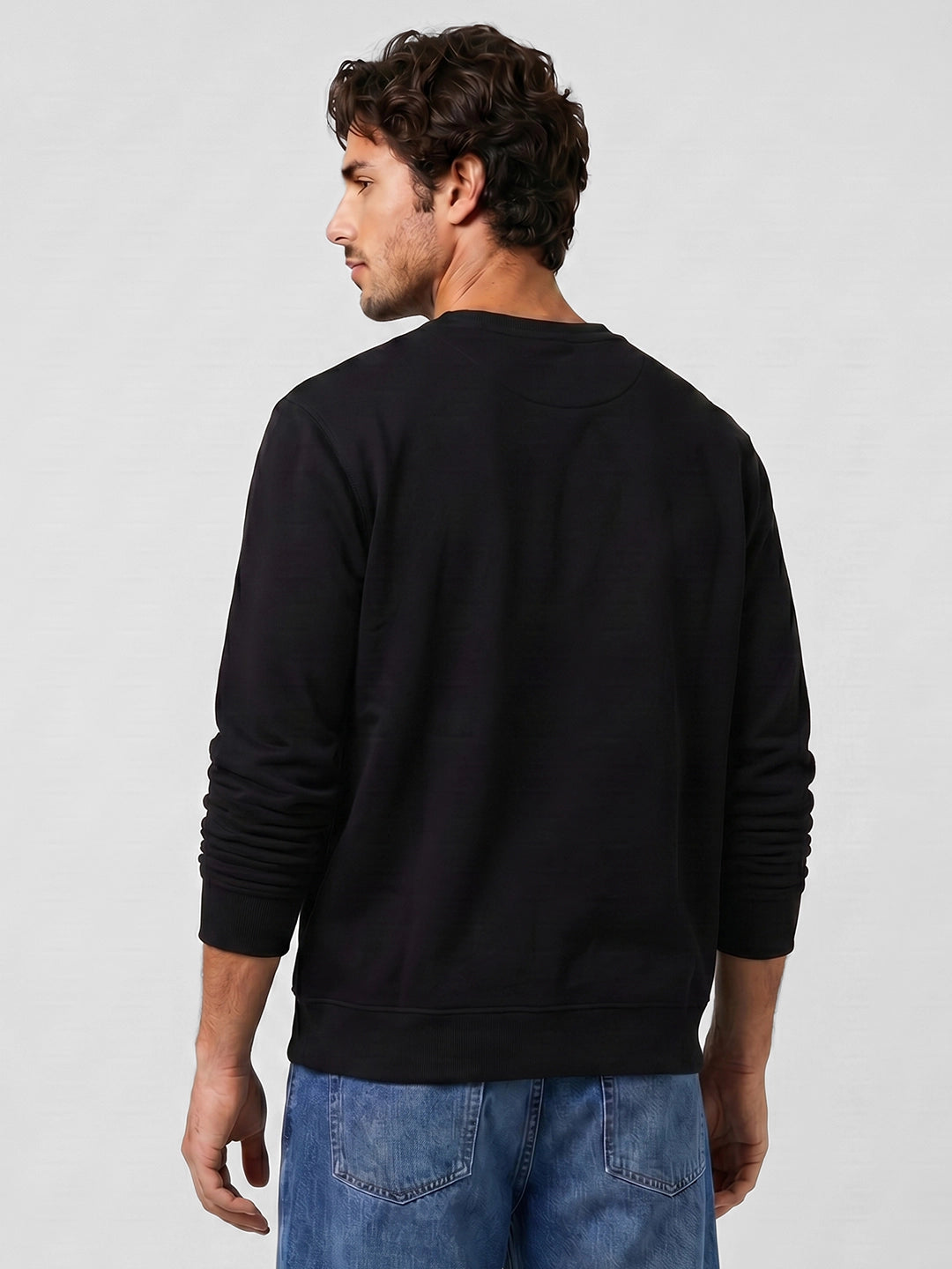 Comfort Fit Placement Printed T-Shirt | Black